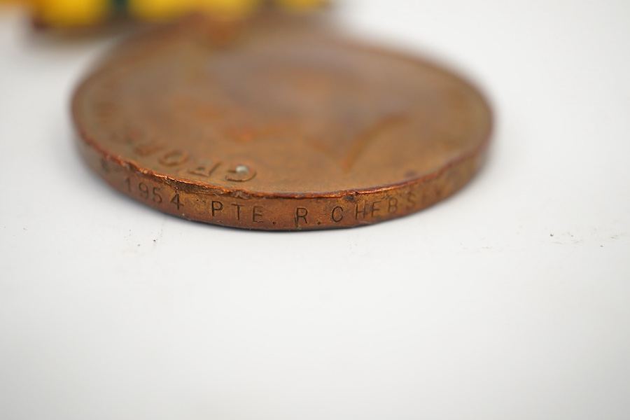 A George V Territorial Force War Medal 1914-19, awarded to 1954 PTE. R. Chebsey K.S.L.I. Condition - fair.